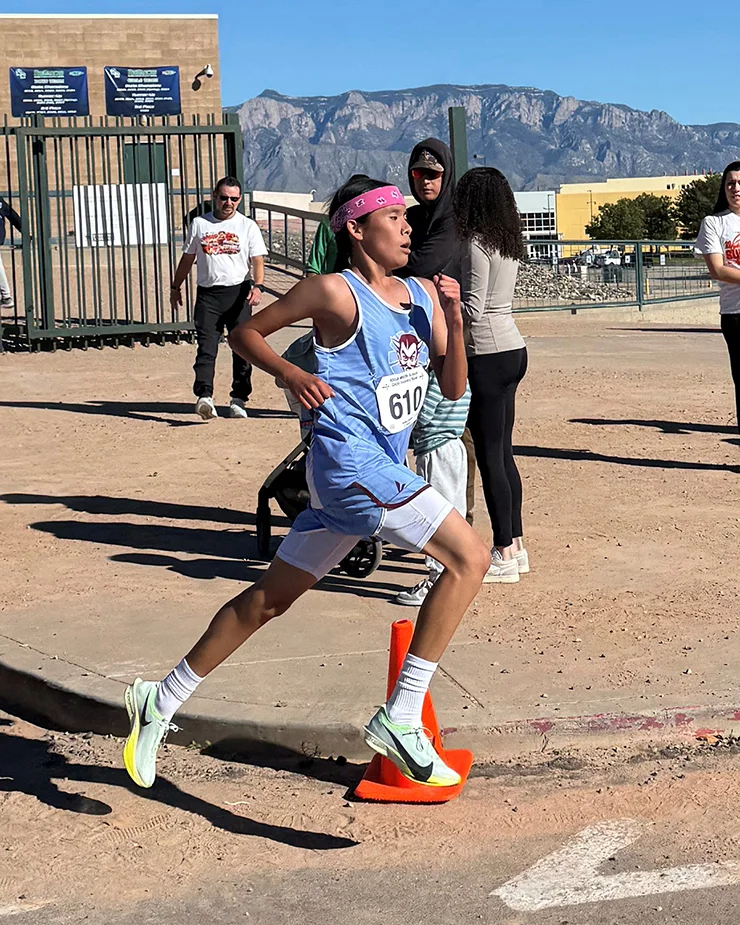 Student runs in race